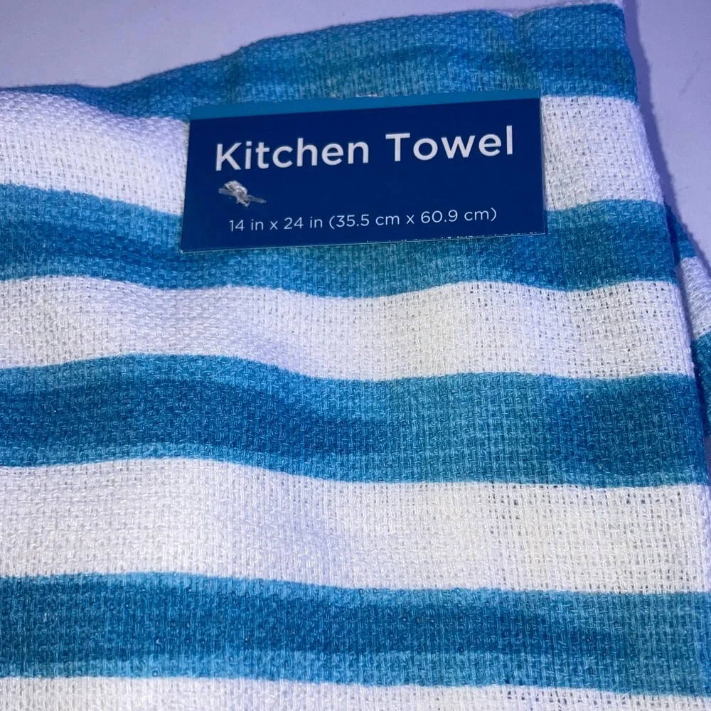FLOWERS IN BLOOM Kitchen Towel NAUTICAL STRIPES FLOWERS NEW 14 x 24 inches